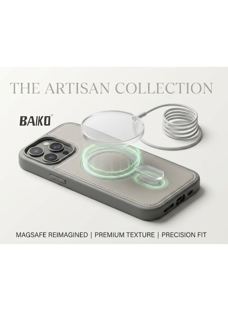 BAIKO iphone 17Promax BAIKO Premium Leather Texture MagSafe Case for iPhone – Shockproof Slim Protective Cover with Strong Magnetic Charging Support - Image 4