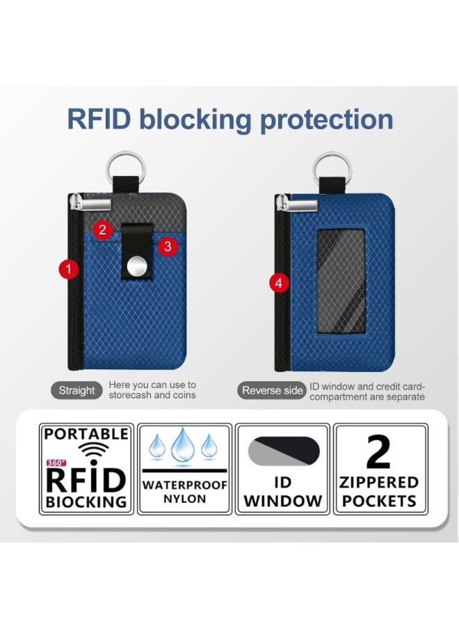 Minimalist RFID Blocking Small Wallet with ID Window,WaterResistant Zip Id Case Wallet with Lanyard Keychain for Cards,Cash,Travel,Women,Men - Image 2