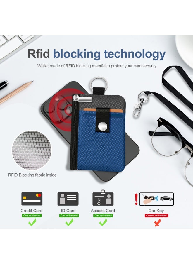 Minimalist RFID Blocking Small Wallet with ID Window,WaterResistant Zip Id Case Wallet with Lanyard Keychain for Cards,Cash,Travel,Women,Men - Image 4
