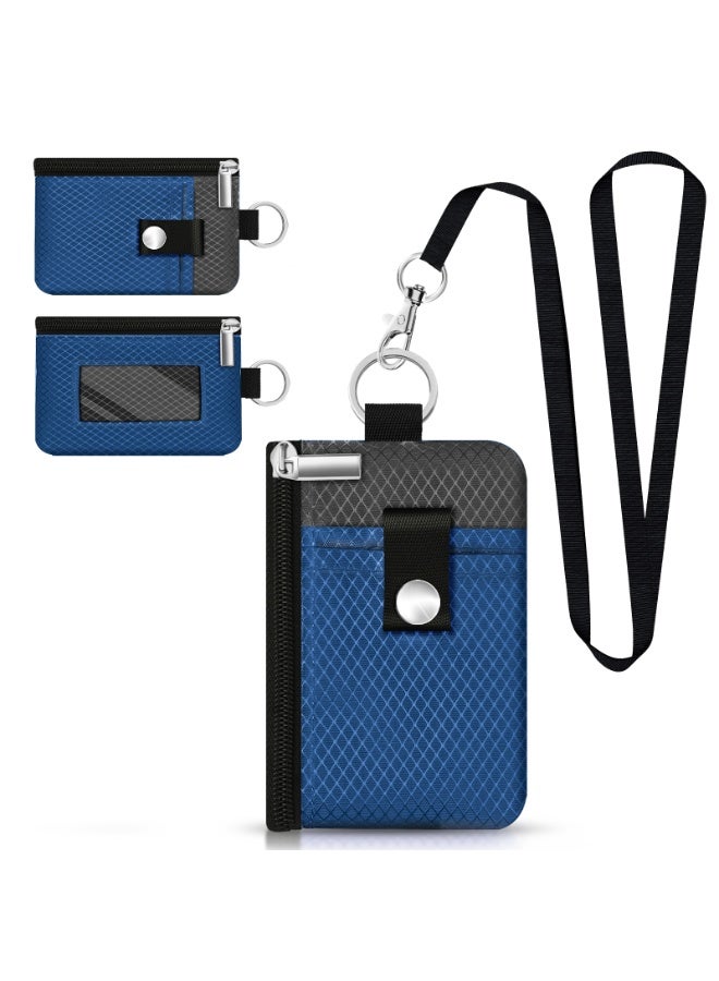 Minimalist RFID Blocking Small Wallet with ID Window,WaterResistant Zip Id Case Wallet with Lanyard Keychain for Cards,Cash,Travel,Women,Men - Image 1