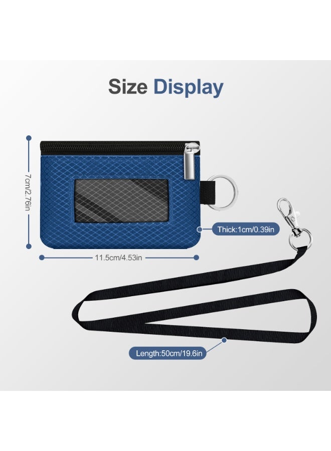 Minimalist RFID Blocking Small Wallet with ID Window,WaterResistant Zip Id Case Wallet with Lanyard Keychain for Cards,Cash,Travel,Women,Men - Image 5