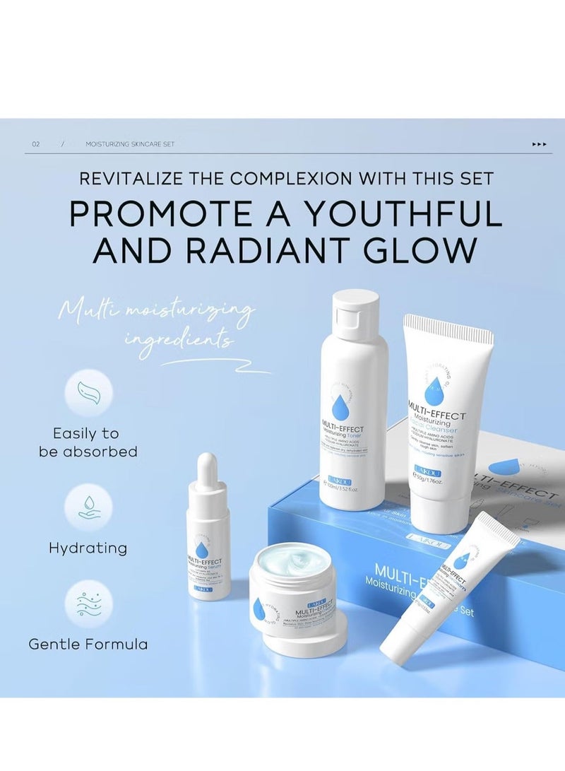 Laikou Hyaluronic Acid Skin Care Set, Multi-Effect Moisturizing Routine Kit for Women, Includes Serum, Cleanser, Toner, Eye Cream & Face Cream, Hydrating Facial Care - Image 2