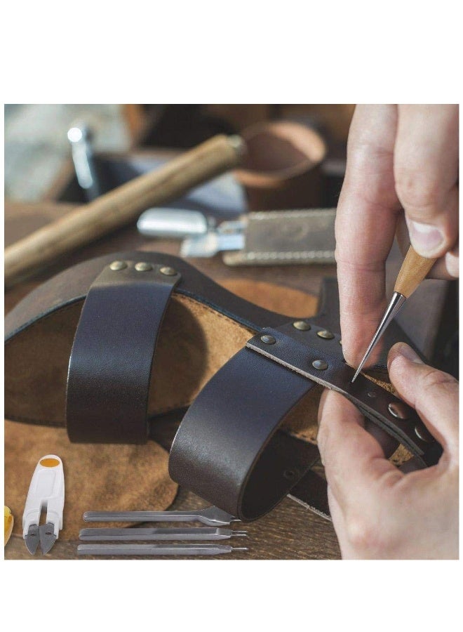 14 Sets DIY Leather Craft Tools with Awl, Stitching Groover, Wax Thread, Thimble u0026 Other Accessories, Professional Leather Sewing Tools, Set for Carpets, Coats u0026 Tents Hand Stitching - Image 3