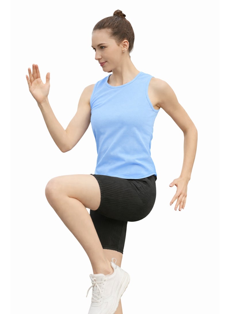 Vitra World Women Quick Dry Sleeveless Workout Tank Top Slim Fit Crew Neck Athletic Yoga Running  Gym Shirt Breathable Lightweight Anti-Shrink Sports Fitness Training - Image 5