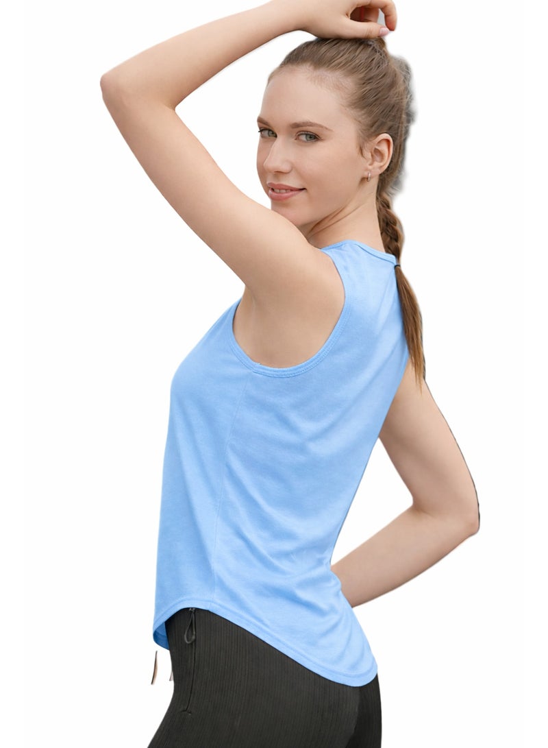 Vitra World Women Quick Dry Sleeveless Workout Tank Top Slim Fit Crew Neck Athletic Yoga Running  Gym Shirt Breathable Lightweight Anti-Shrink Sports Fitness Training - Image 3