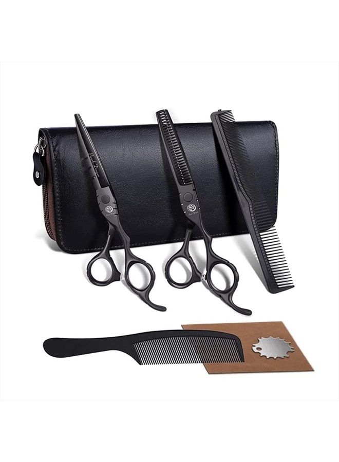 Purple Dragon Professional Japan 440C Hair Salon Cutting Shear and Barber Thinning Scissor Hairdressing Shear Set with Bag - Image 1