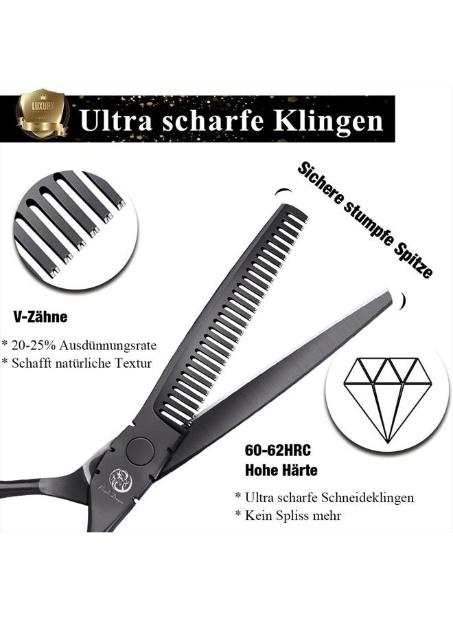 Purple Dragon Professional Japan 440C Hair Salon Cutting Shear and Barber Thinning Scissor Hairdressing Shear Set with Bag - Image 3