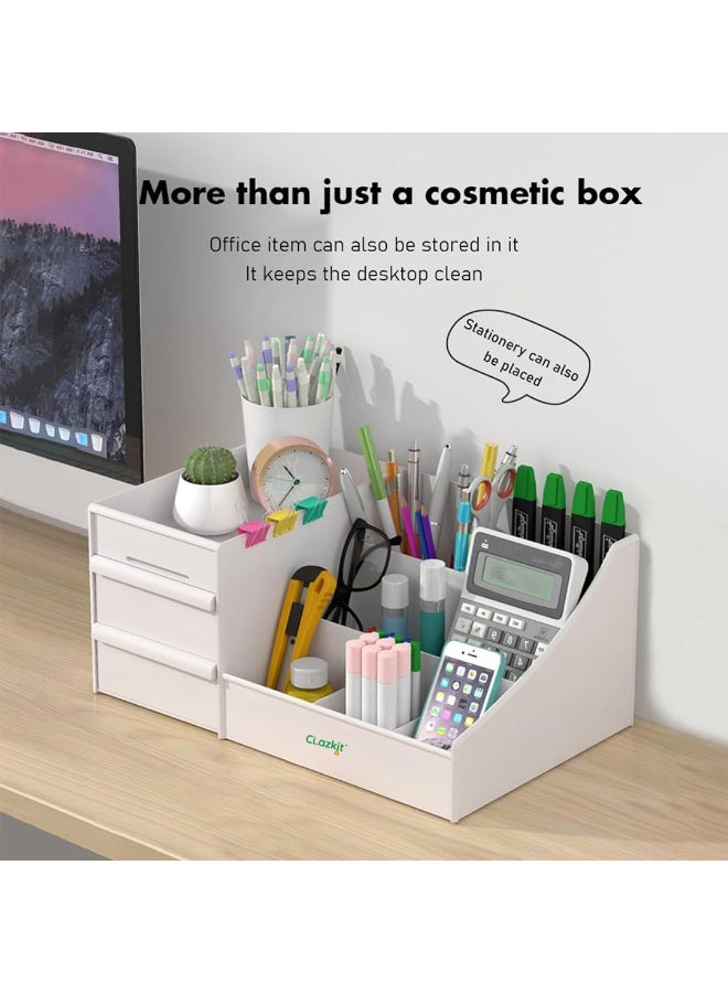 Clazkit Clazkit Cosmetic Organizer Box Drawers Storage Plastic Stationary Box | Make Up Organiser For Women  - Image 4