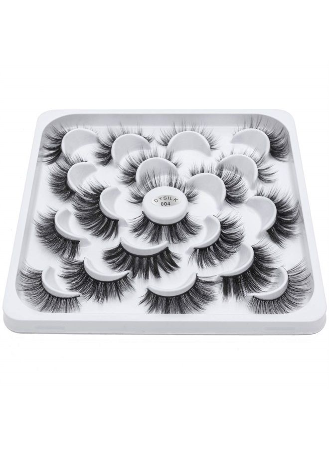 DYSILK Mink Lashes -10 Pairs 6D Faux Lashes Pack - Self Adhesive Eyelashes Fake Lashes Natural Look Reusable False Eyelashes Wispy Fluffy Cat Eye |Mixed - Image 2