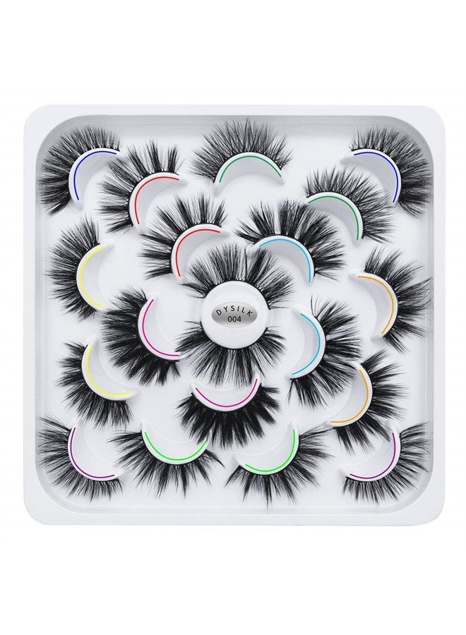 DYSILK Mink Lashes -10 Pairs 6D Faux Lashes Pack - Self Adhesive Eyelashes Fake Lashes Natural Look Reusable False Eyelashes Wispy Fluffy Cat Eye |Mixed - Image 1