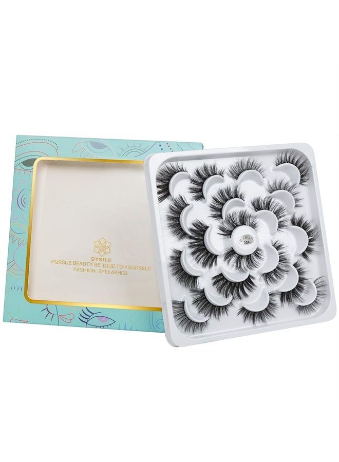 DYSILK Mink Lashes -10 Pairs 6D Faux Lashes Pack - Self Adhesive Eyelashes Fake Lashes Natural Look Reusable False Eyelashes Wispy Fluffy Cat Eye |Mixed - Image 5