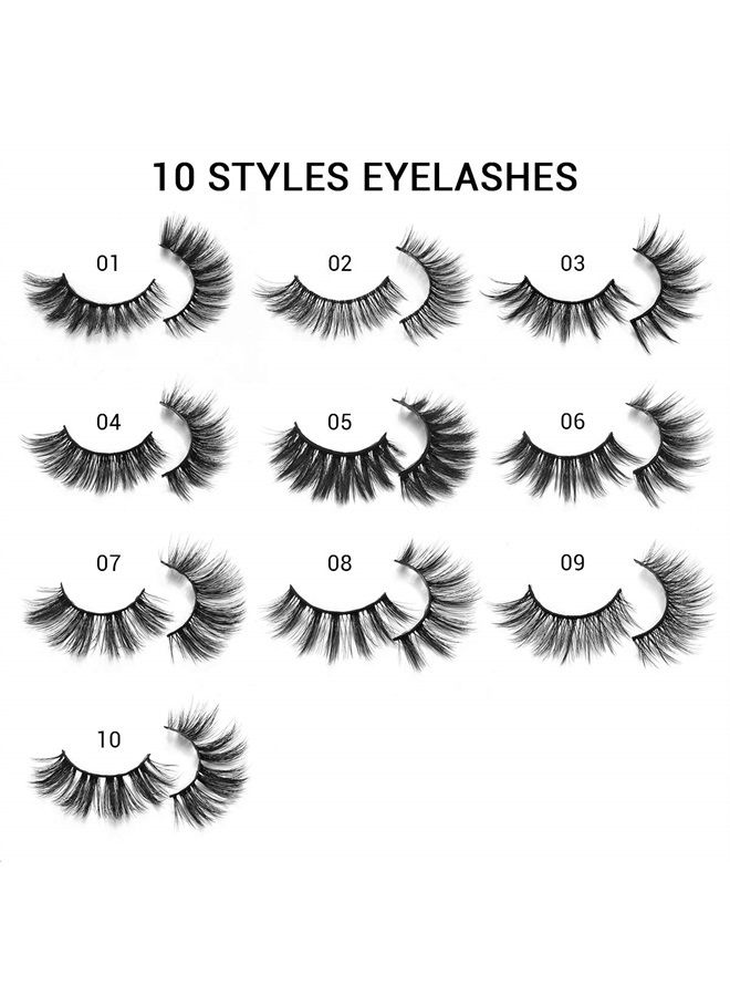 DYSILK Mink Lashes -10 Pairs 6D Faux Lashes Pack - Self Adhesive Eyelashes Fake Lashes Natural Look Reusable False Eyelashes Wispy Fluffy Cat Eye |Mixed - Image 3