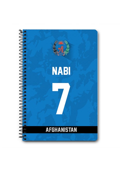 Designer A5 Spiral Notebook Memo Notepad Journal Player - Mohammad Nabi, Jersey Number -7 (With Logo)