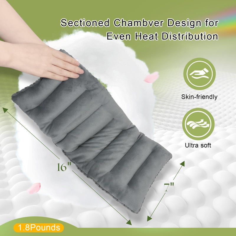 uncn Weighted Microwave Heating Pad (1.8 lbs), 16x7 Inch Microwavable HotPack for Muscle Pain Relief Soothes Aches in Shoulders, Lower Back & Abdomen, Moist Heat Therapy Reusable - Image 4