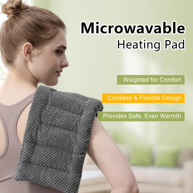 uncn Weighted Microwave Heating Pad (1.8 lbs), 16x7 Inch Microwavable HotPack for Muscle Pain Relief Soothes Aches in Shoulders, Lower Back & Abdomen, Moist Heat Therapy Reusable - Image 2