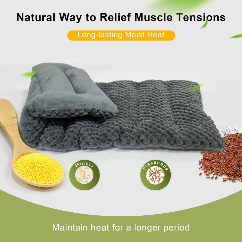 uncn Weighted Microwave Heating Pad (1.8 lbs), 16x7 Inch Microwavable HotPack for Muscle Pain Relief Soothes Aches in Shoulders, Lower Back & Abdomen, Moist Heat Therapy Reusable - Image 3