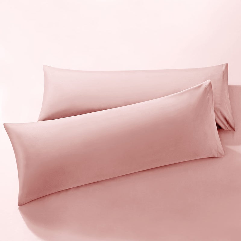 MILVOWOC 2Pcs Brushed Microfiber Body Pillowcases - 20 x 60 Inch  Dusty Pink Pillow Case Set Non Slip Envelope Pillow Cover with Moisture Absorption and Anti-Wrinkle
