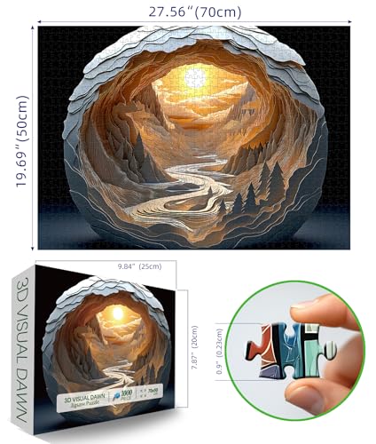 Blueforest Magic Eye 3D Puzzle 1000 Piece Jigsaw Puzzle for Adults Dawn Cave Autostereoscopy Challenge No Glasses Needed275x197 Inch - Image 5