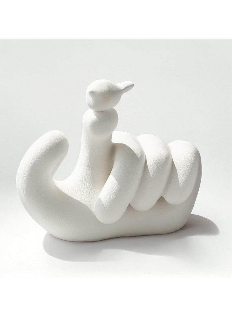 Ceramic Finger Birds 24cm Figurines Abstract Creative Hand Sculpture Decor with Bird, White Statues for Home Décor, Gesture Statue for Home Living Room Office  - Image 1