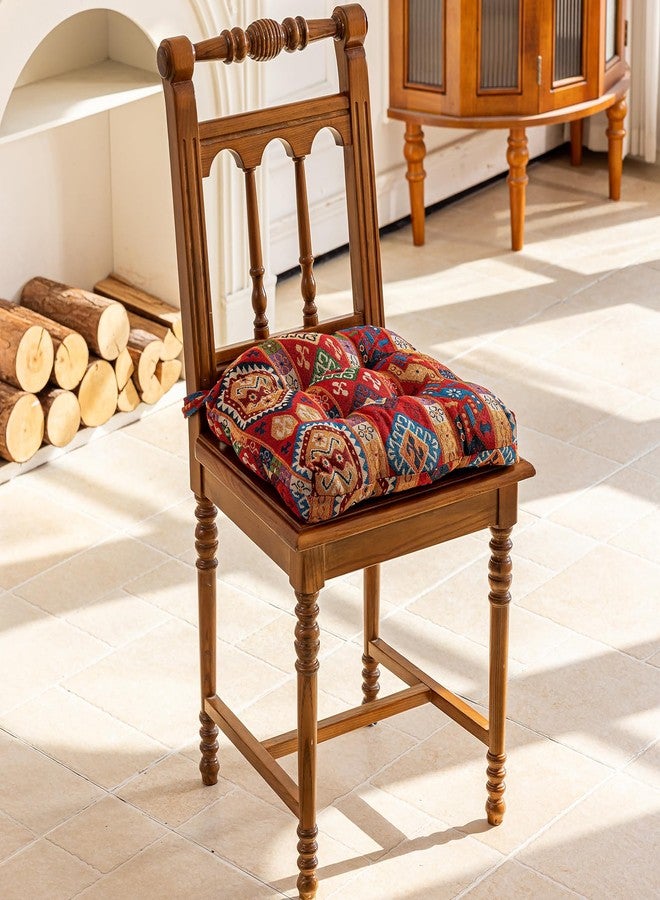 vctops Boho Chair Cushions with Ties U-Shaped Soft Comfortable Chair Pads Non Slip Seat Cushions for Indoor Dining Room and Kitchen Chairs (Pattern A,16"x16") - Image 3