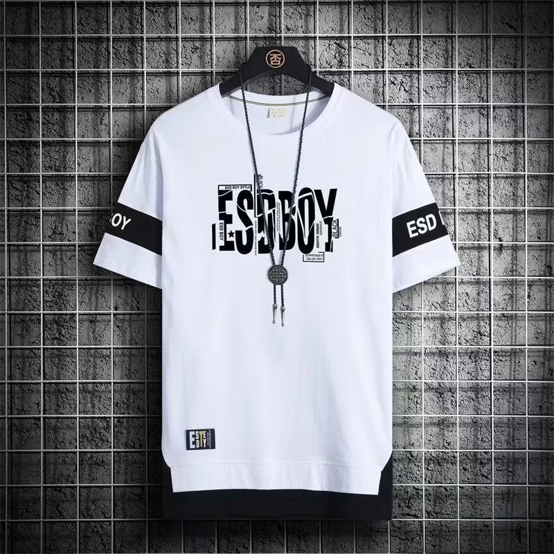 تي شيرت قصير الأكمام بتنسيق ألوان جديد لصيف  Men's Trendy Brand Casual Fashion Trendy Sports Quick-drying Half-sleeved Contrast Color Top - Image 4
