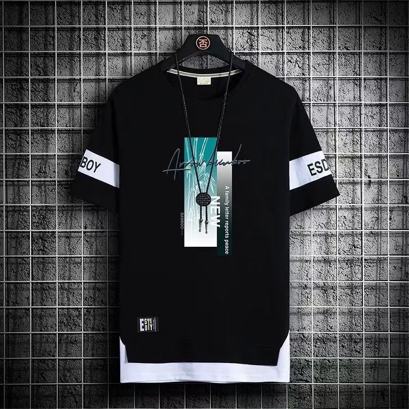 تي شيرت قصير الأكمام بتنسيق ألوان جديد لصيف  Men's Trendy Brand Casual Fashion Trendy Sports Quick-drying Half-sleeved Contrast Color Top - Image 1