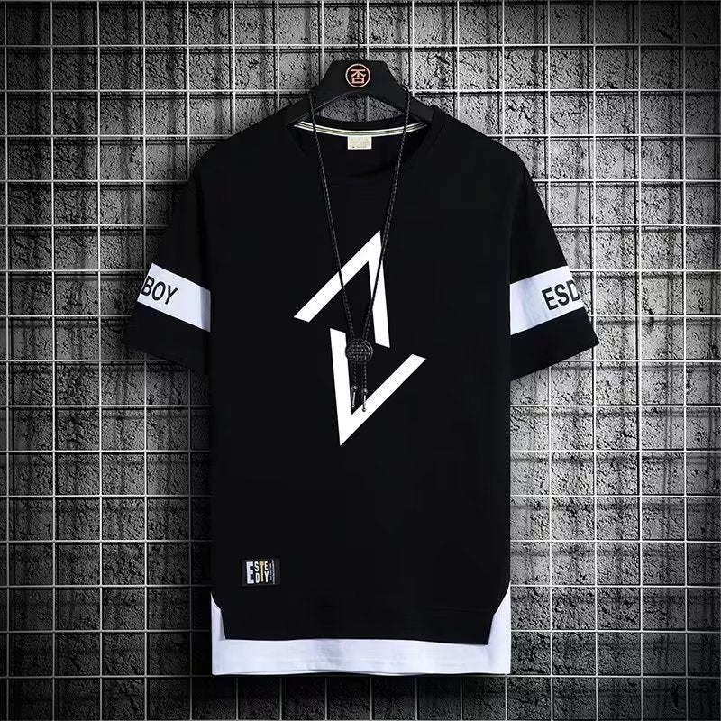 تي شيرت قصير الأكمام بتنسيق ألوان جديد لصيف  Men's Trendy Brand Casual Fashion Trendy Sports Quick-drying Half-sleeved Contrast Color Top - Image 5