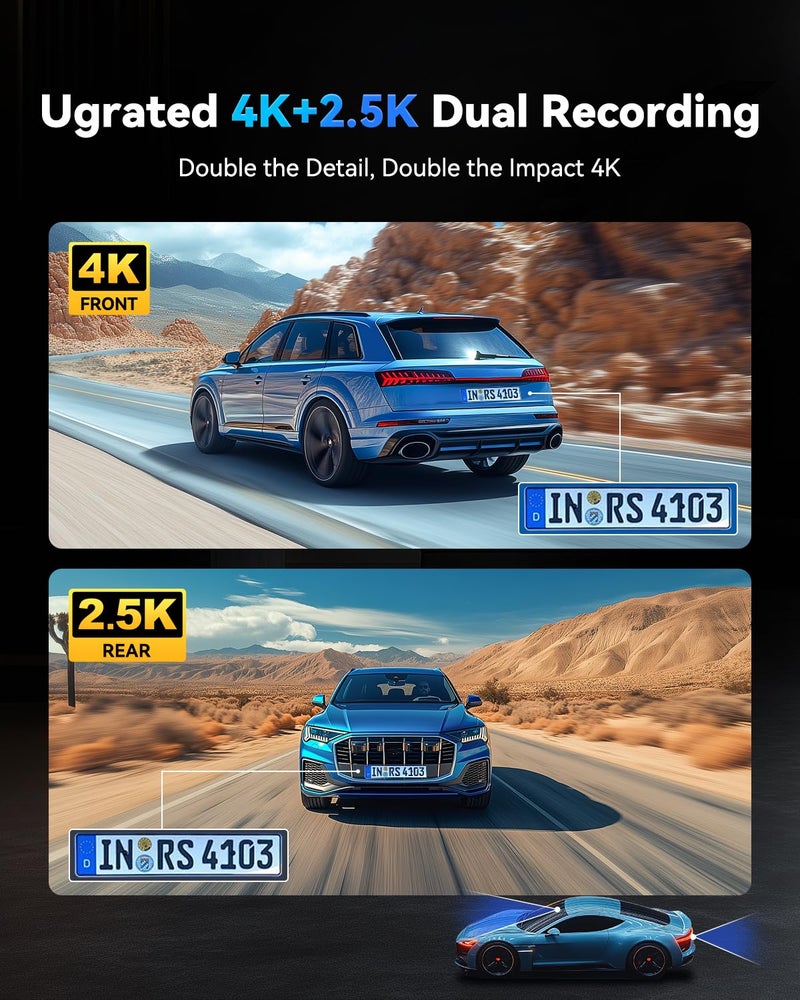 JOMISE T860+ Mirror Dash Cam 4K Front and 2.5K Rear, Detached Front Camera for 10-Minute Install, 3X Zoom Rear View Mirror Camera, 64GB Card Included, Night Vision, WDR, Parking Assist, GPS - Image 2