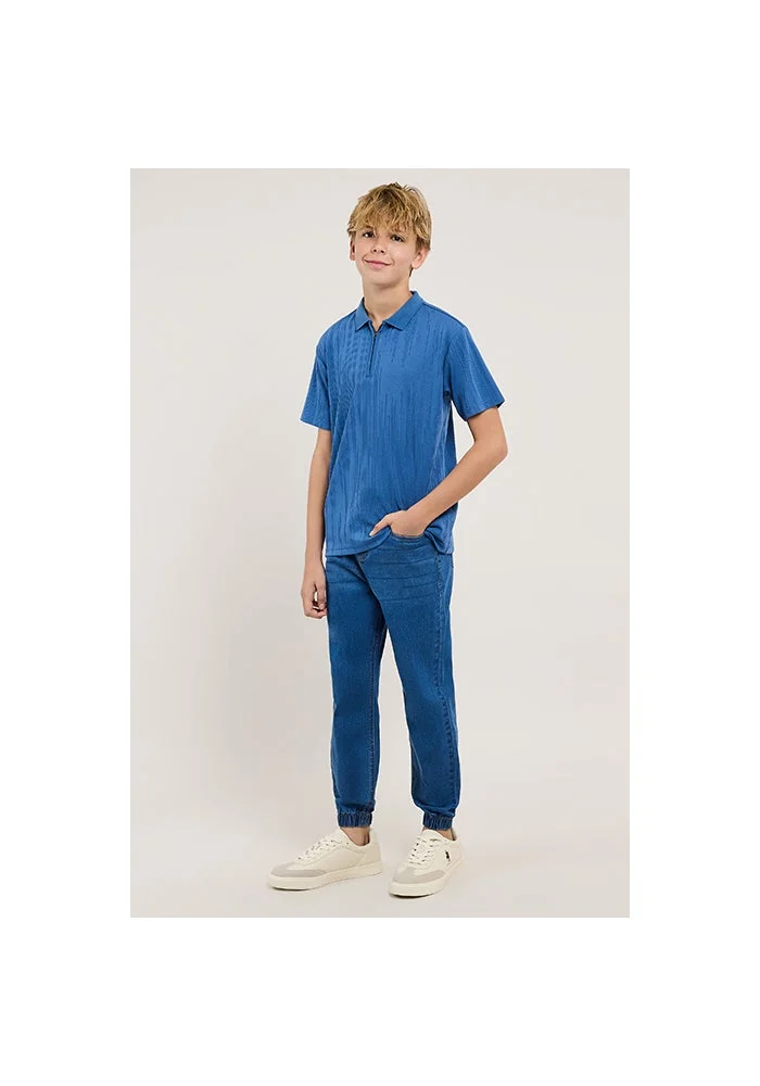 R&b Textured Polo T-Shirt with Short Sleeves