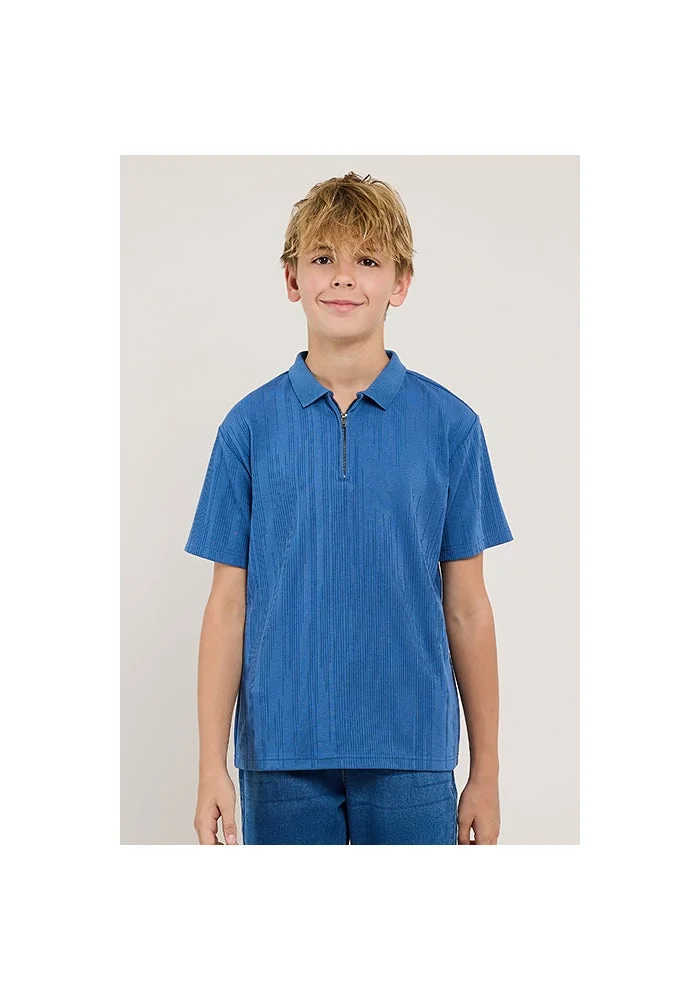 R&b Textured Polo T-Shirt with Short Sleeves