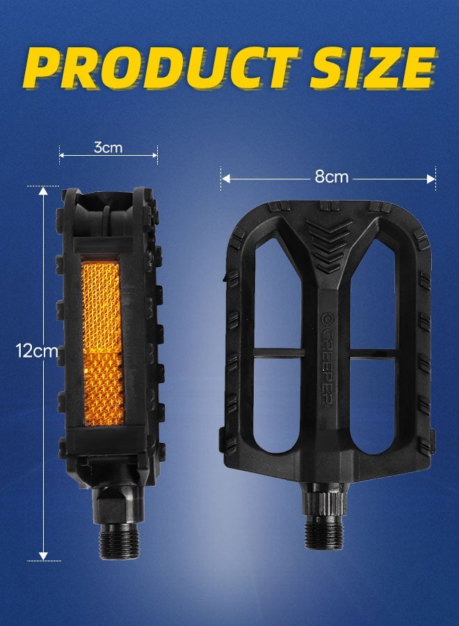 CREEPER Bicycle Pedals - Universal Fit Bike Pedals with 9/16" Threading, Non - slip, Durable and Lightweight, with Reflective Strips, Suitable for Most Adult Bikes and Mountain Bicycles. - Image 2