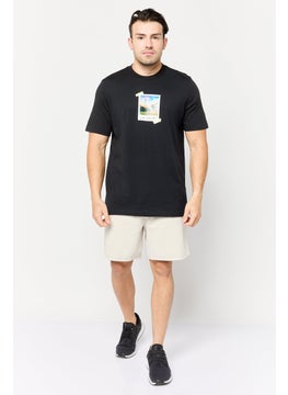 Adidas Men Sportswear Fit Short Sleeve Graphic Print Outdoor T-Shirt, Black  - Image 2