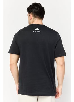 Adidas Men Sportswear Fit Short Sleeve Graphic Print Outdoor T-Shirt, Black  - Image 4