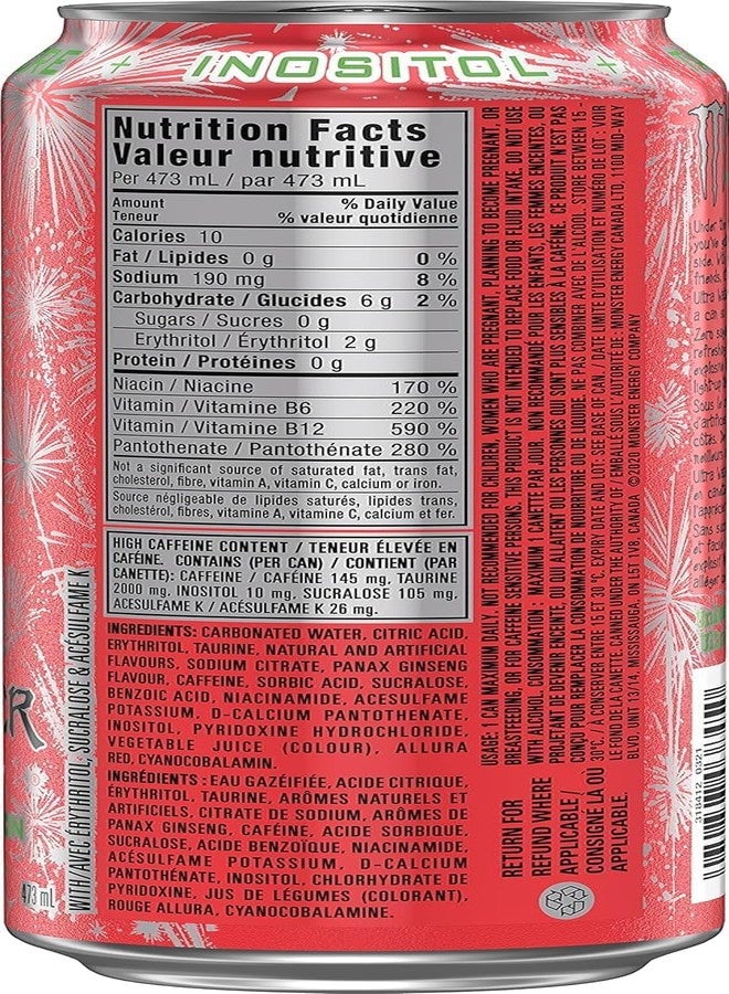 Monster Energy Drink Ultra Watermelon Zero Sugar Energy Drink 500ml X Pack Of 3 (Product Of USA) - Image 5