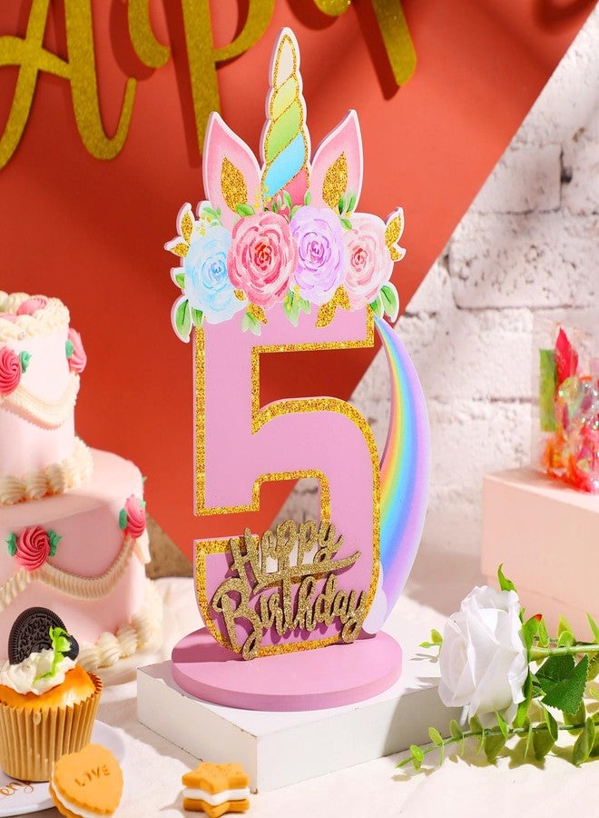 MiniInflat Unicorn Number Sign 5, Wooden Table Sign, 11.8 x 7.3 x 0.2 Inches, Unicorn Party Decoration - Image 4