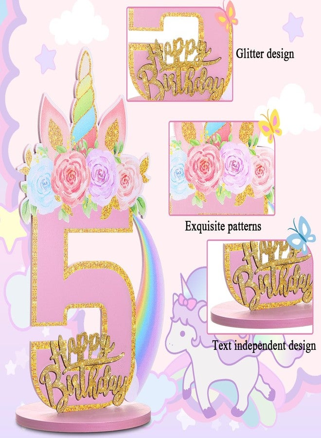 MiniInflat Unicorn Number Sign 5, Wooden Table Sign, 11.8 x 7.3 x 0.2 Inches, Unicorn Party Decoration - Image 3