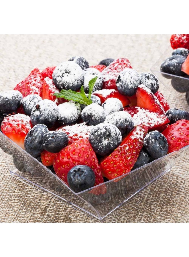 Restaurantware 7 Ounce Snack Bowls, 100 Disposable Serving Bowls - Wave Square Design, Small, Clear Plastic Dessert Bowls, For Parties, Catering, Or Buffets, Serve Desserts, Salads, Or Appetizers - Image 3