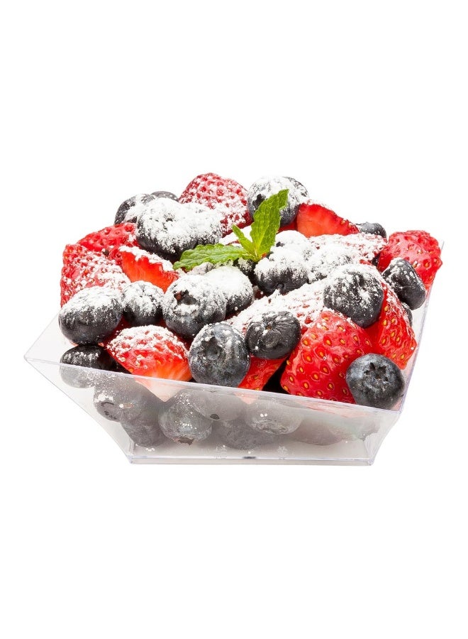 Restaurantware 7 Ounce Snack Bowls, 100 Disposable Serving Bowls - Wave Square Design, Small, Clear Plastic Dessert Bowls, For Parties, Catering, Or Buffets, Serve Desserts, Salads, Or Appetizers - Image 2