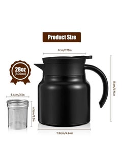Generic Thermal Coffee Carafe 28Oz Coffee Carafes Tea Pot For Keeping Hot Stainless Steel coffee Double Walled Vacuum Thermal Carafe Insulated Coffee Dispenser with Removable Tea Infuser  - Image 2