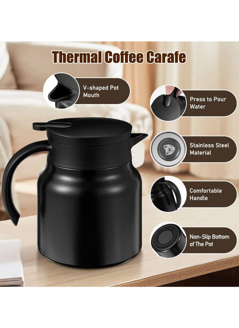 Generic - Thermal Coffee Carafe 28Oz Coffee Carafes Tea Pot For Keeping Hot Stainless Steel coffee Double Walled Vacuum Thermal Carafe Insulated Coffee Dispenser with Removable Tea Infuser - Image 1