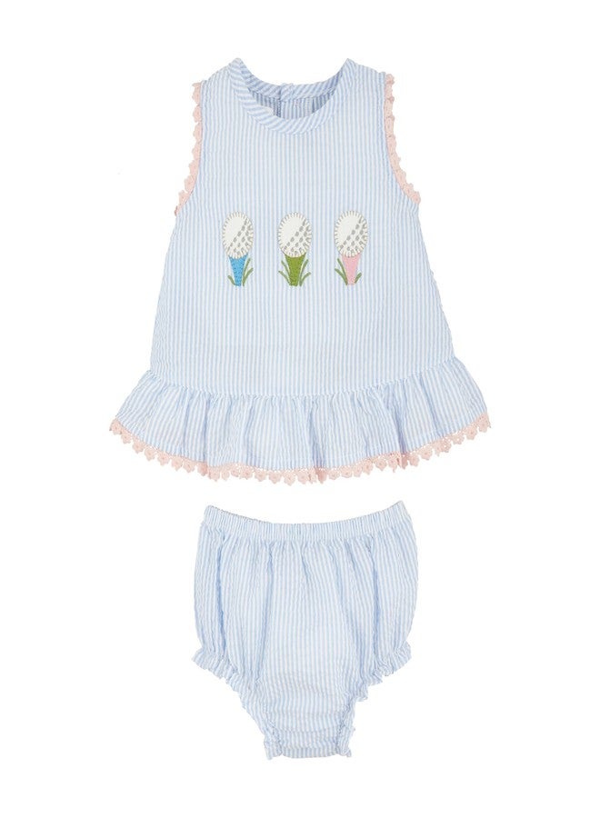 Mud Pie Girls Seersucker Golf Pinafore; 6-9 Months - Image 1