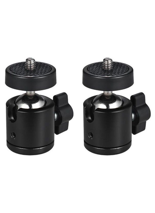 NIBEMINENT 2-Piece 360 Degree Rotating Tripod Ball Head Black/Silver  - Image 2