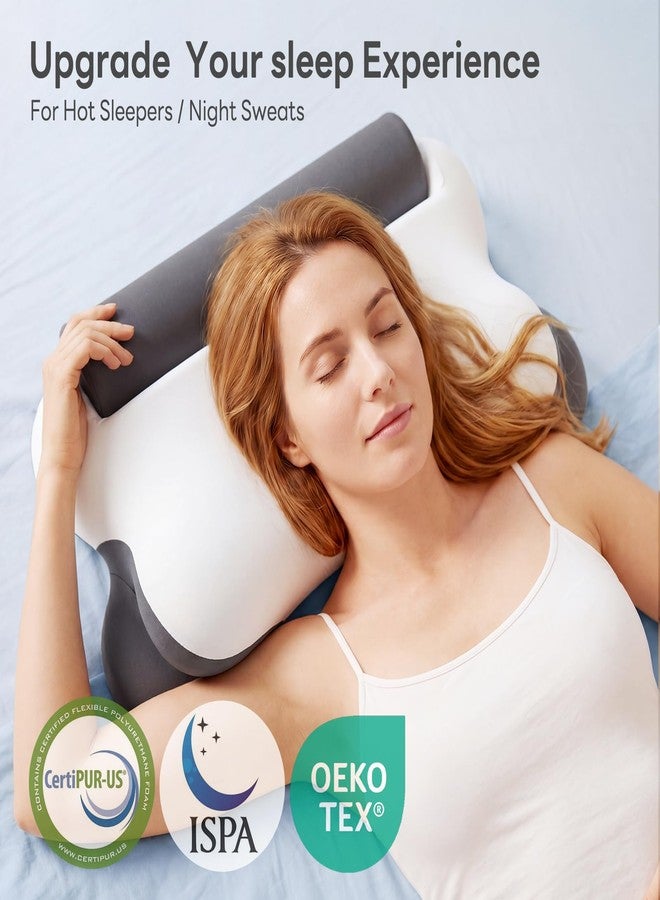 DUMOS Cervical Neck Pillow for Neck Pain Relief, Ergonomic Contour Memory Foam Pillow for Side Back & Stomach Sleepers with Cooling Breathable Cover - Image 4