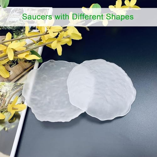 KPNG Glass Tea Cup with Saucers, Coffee Cups for Home use, Household Items, Japanese mini Personal Small Tea Cup, Thickened Glass Cup Set Master (White, Pack of-2) - Image 3