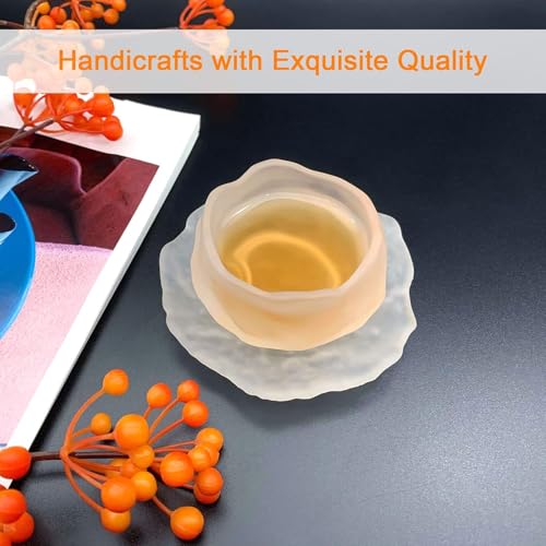 KPNG Glass Tea Cup with Saucers, Coffee Cups for Home use, Household Items, Japanese mini Personal Small Tea Cup, Thickened Glass Cup Set Master (White, Pack of-2) - Image 4