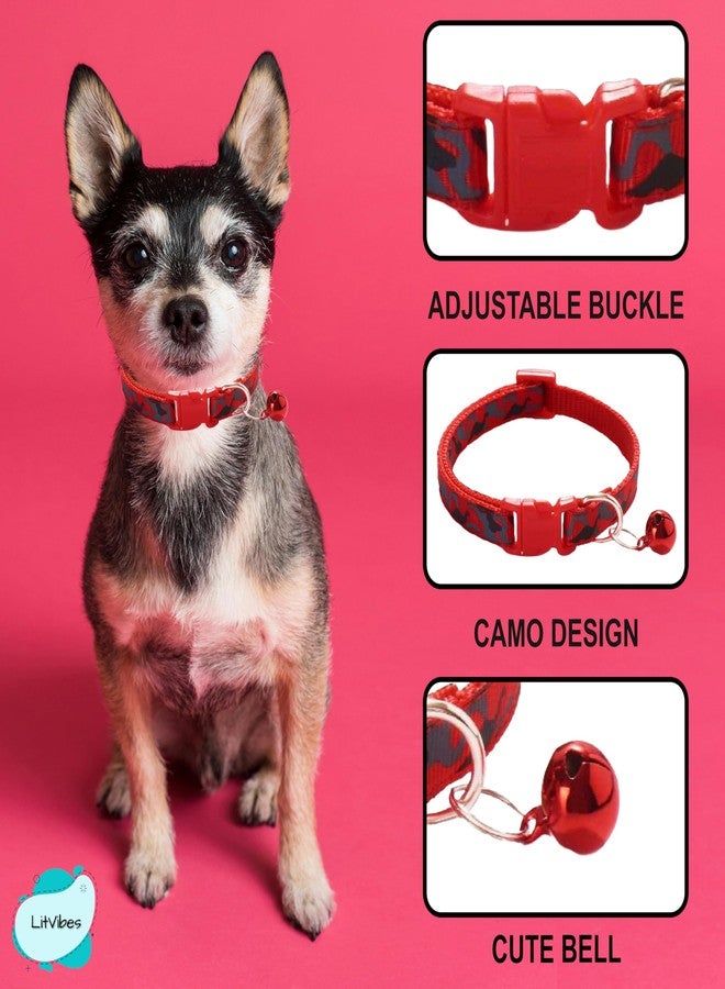 Litvibes Cat Collar with Bell,Kitten and Small Dogs Soft Adjustable Collar,Safe,Breakaway for Cats and Puppies - Red (CAMO Design) - Image 5