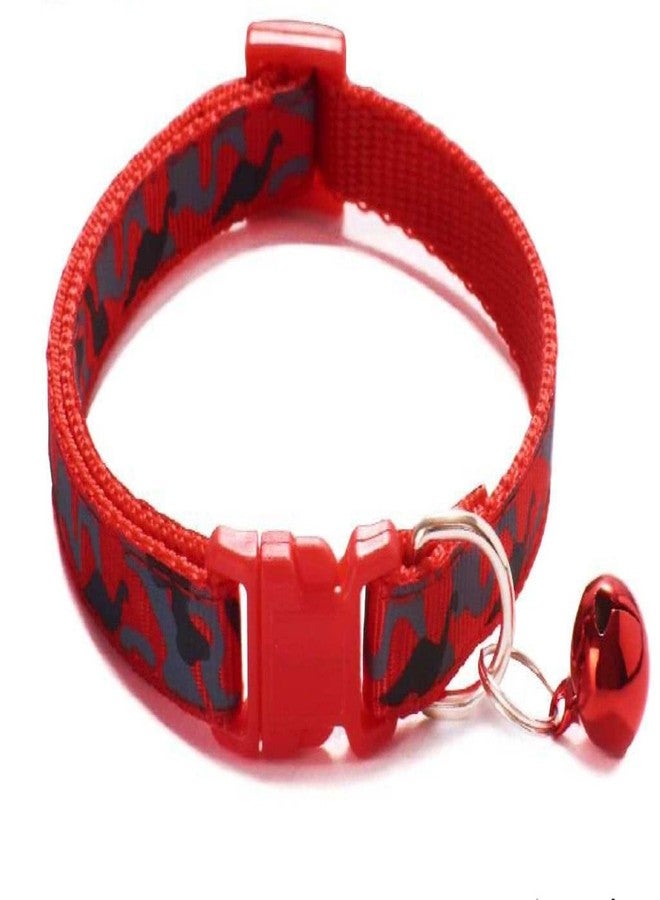 Litvibes Cat Collar with Bell,Kitten and Small Dogs Soft Adjustable Collar,Safe,Breakaway for Cats and Puppies - Red (CAMO Design) - Image 1
