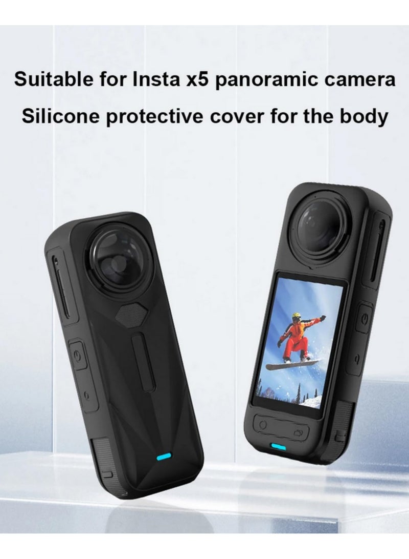 1PCS Soft Silicone Protective Case for Insta360 X5 Action Camera Shockproof Scratch Resistant Full Body Cover Dustproof Dirt Protection Sports Durable Lightweight Shell  - Image 3