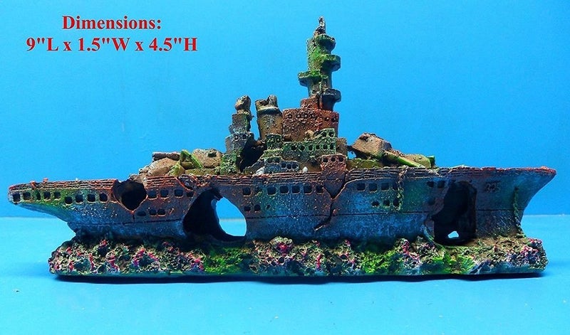 zoele Resin Damaged Navy War Boat Mini Ship Battleship Wreck Fish Tank Landscape Ornament Cave Aquarium Decoration Decor - Image 2