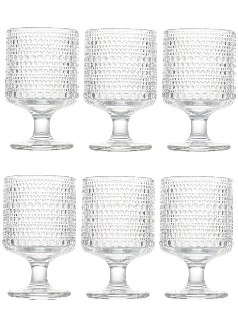 High Borosilicate Glass Set, Set Of Six, Dot Relief Goblet, 250ML For Coffee Tea Cold Drinks - Image 1
